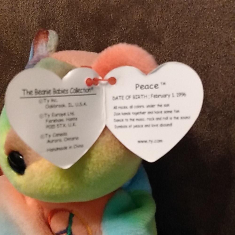 RARE! Peace neon beanie baby in mint condition - Picture 3 of 7